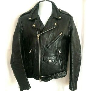 Wilsons Asymmetrical Zip Black Leather Jacket Small 38 Motorcycle Biker Punk